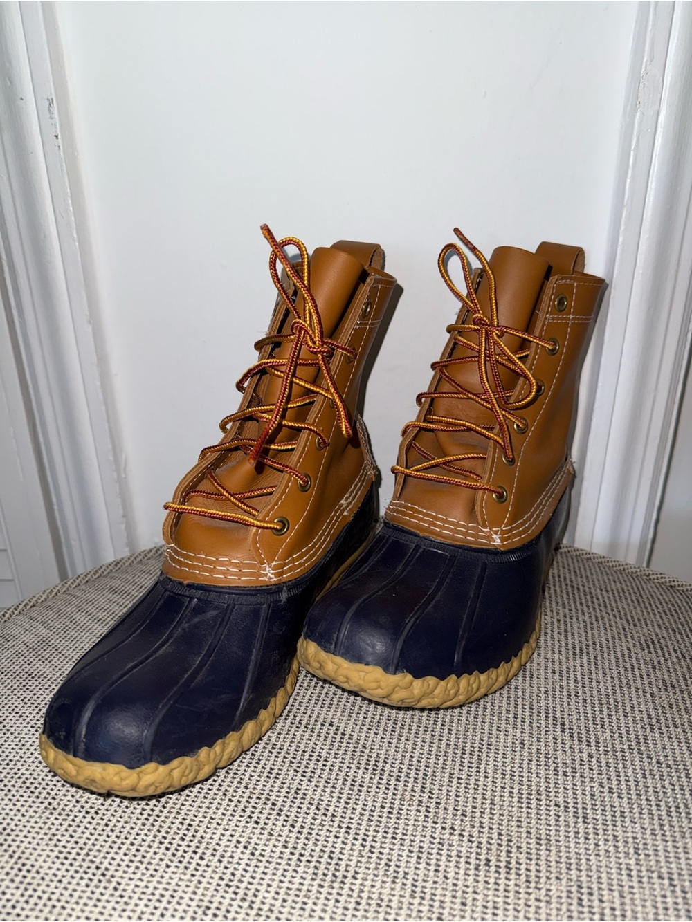 L.L. Bean Brown Leather and Black Rubber Rain Boots